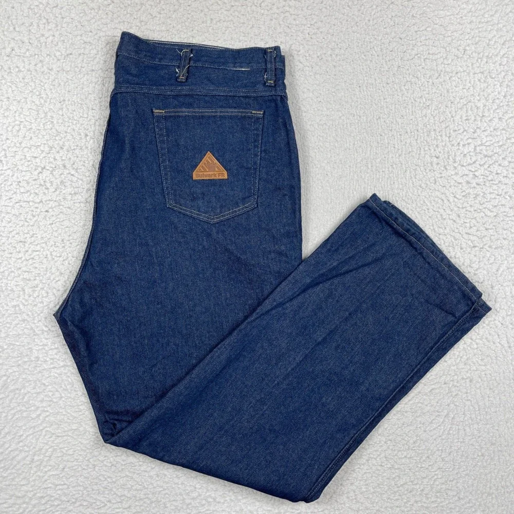 Bulwark FR Jeans Mens 46x33 Blue Flame Resistant Heavy Duty Workwear PEJ2DD5